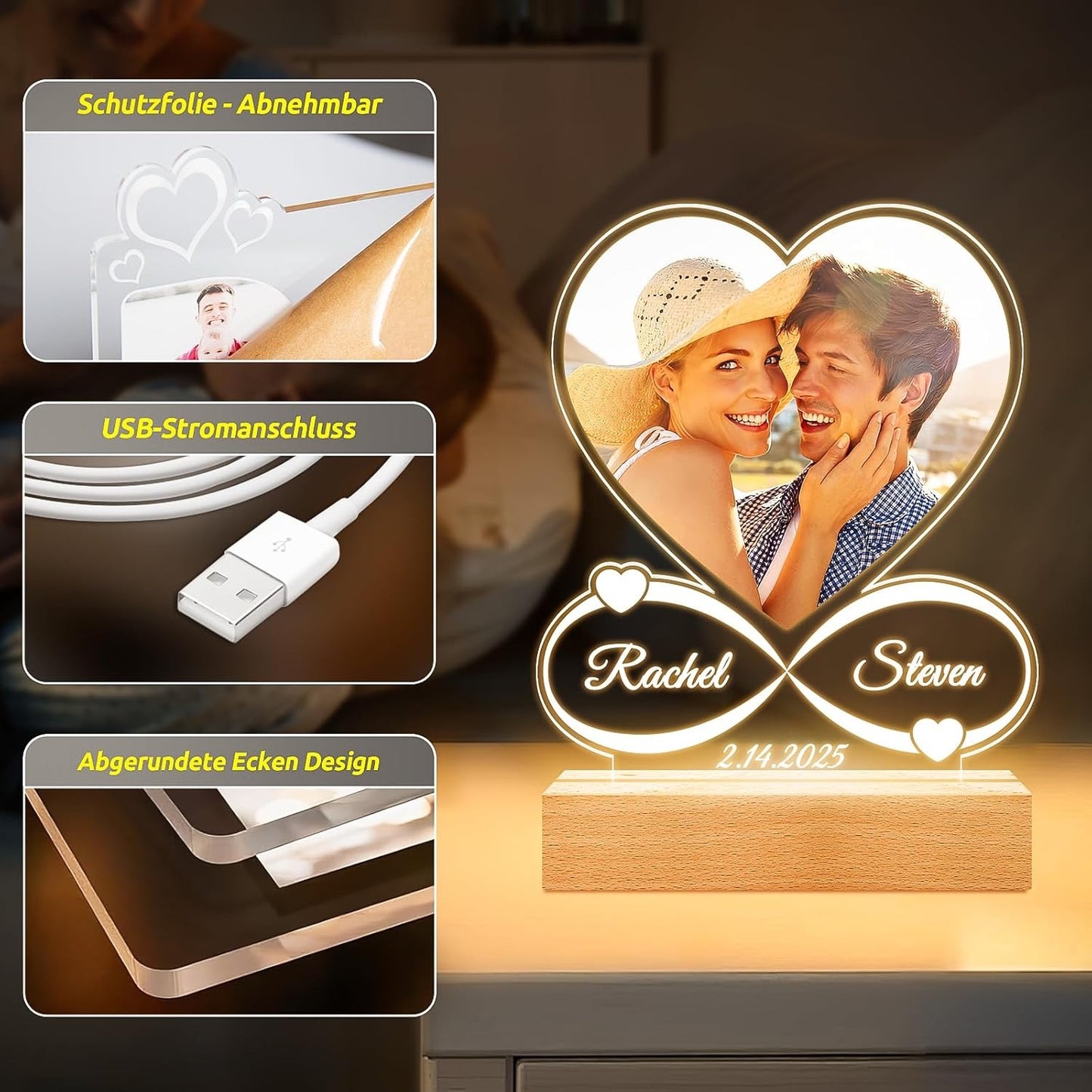Personalisiertes Licht für zwei Herzen